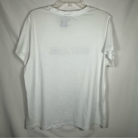 DKNY White Short Sleeve Shirt W/DKNY Logo In Silver Rhinestones, Size Large, NWT - Picture 15 of 16